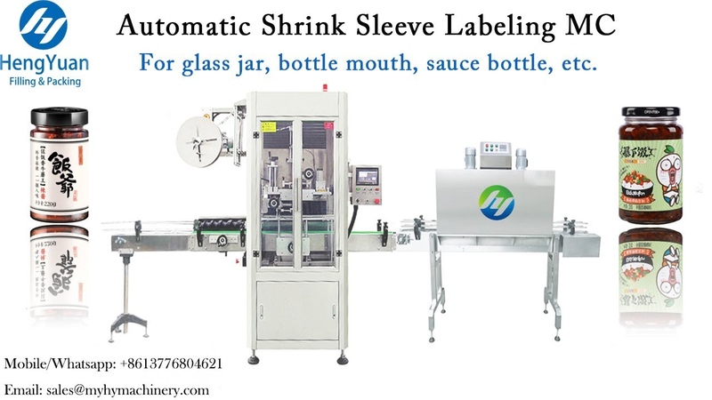 Automatic Glass Jar Mouth Shrink Sleeve Labeling Machine, Sauce Bottle Mouth Film Shrink