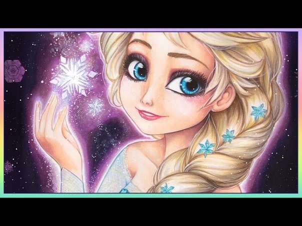 Frozen Queen Elsa Copic Marker and colored pencils
