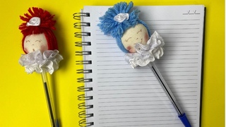 Como Fazer Caneta Decorada  Personalizada Com Fuxico Rpido e Fcil