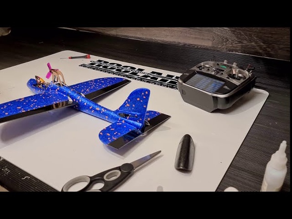 Cheap free flight toy to RC airplane Building and maiden flight video chuck glider rc