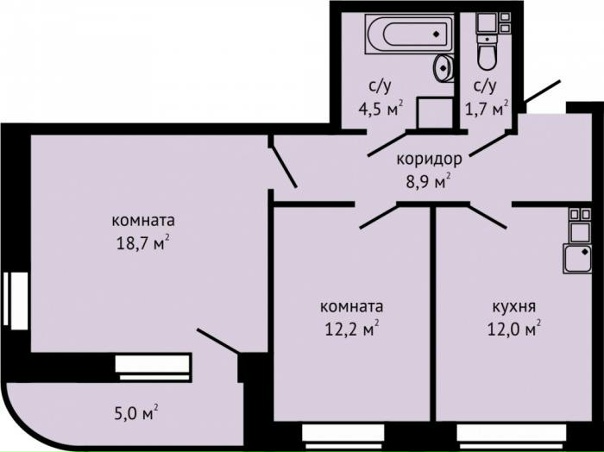 Двухкомнатная московской планировки