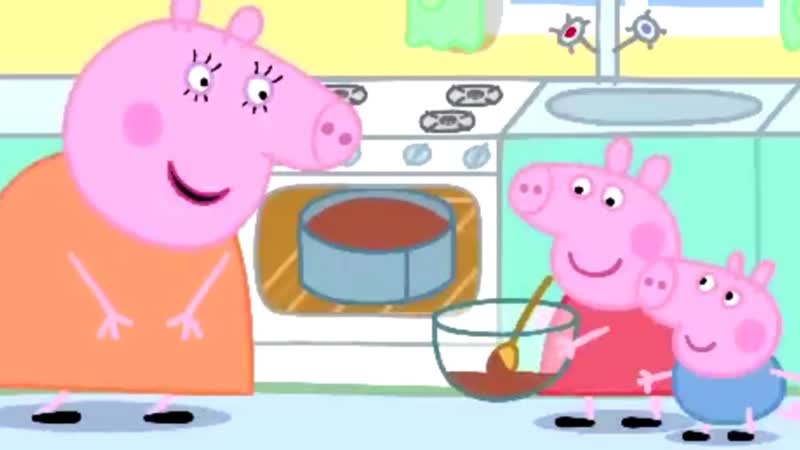 Peppa and George Help Mummy Pig Bake a Cake to Celebrate Daddy Pigs