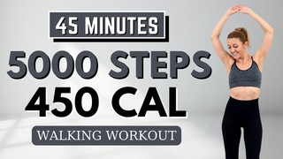 🔥5000 STEPS WALKING WORKOUT🔥AB FOCUSED Walking Workout for Weight Loss🔥Knee Friendly🔥No Jumping&